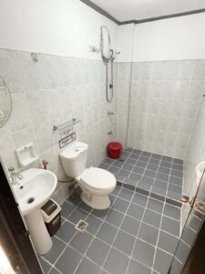 トイレとシャワー付きの4人部屋のバスルーム