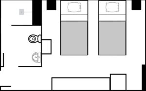 2人部屋シティビューの間取り図一例