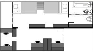 PINES IELTSキャンパスの4人部屋の間取り図一例