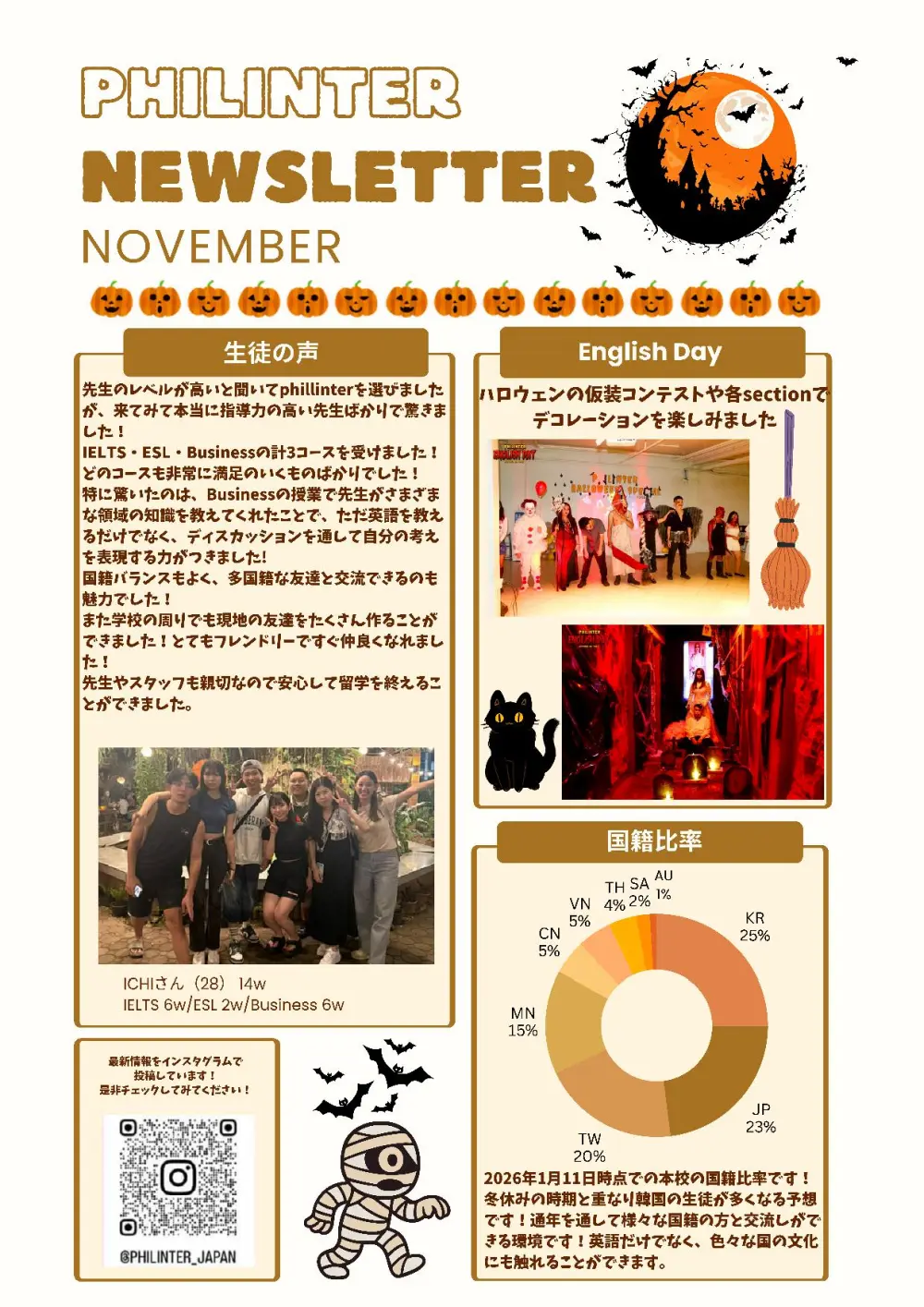セブ_Philinter_11月ニュースレター学生の声とハロウィン_20251108