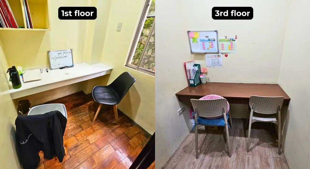 Spartaキャンパスの1階と3階にある、カウンターテーブルが設置されたマンツーマンクラスルーム