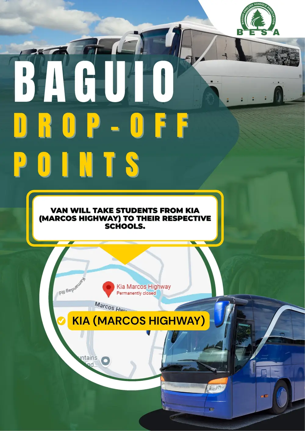 バギオ_BESA_空港ピックアップ_バギオ降車ポイント_KIA_20260219