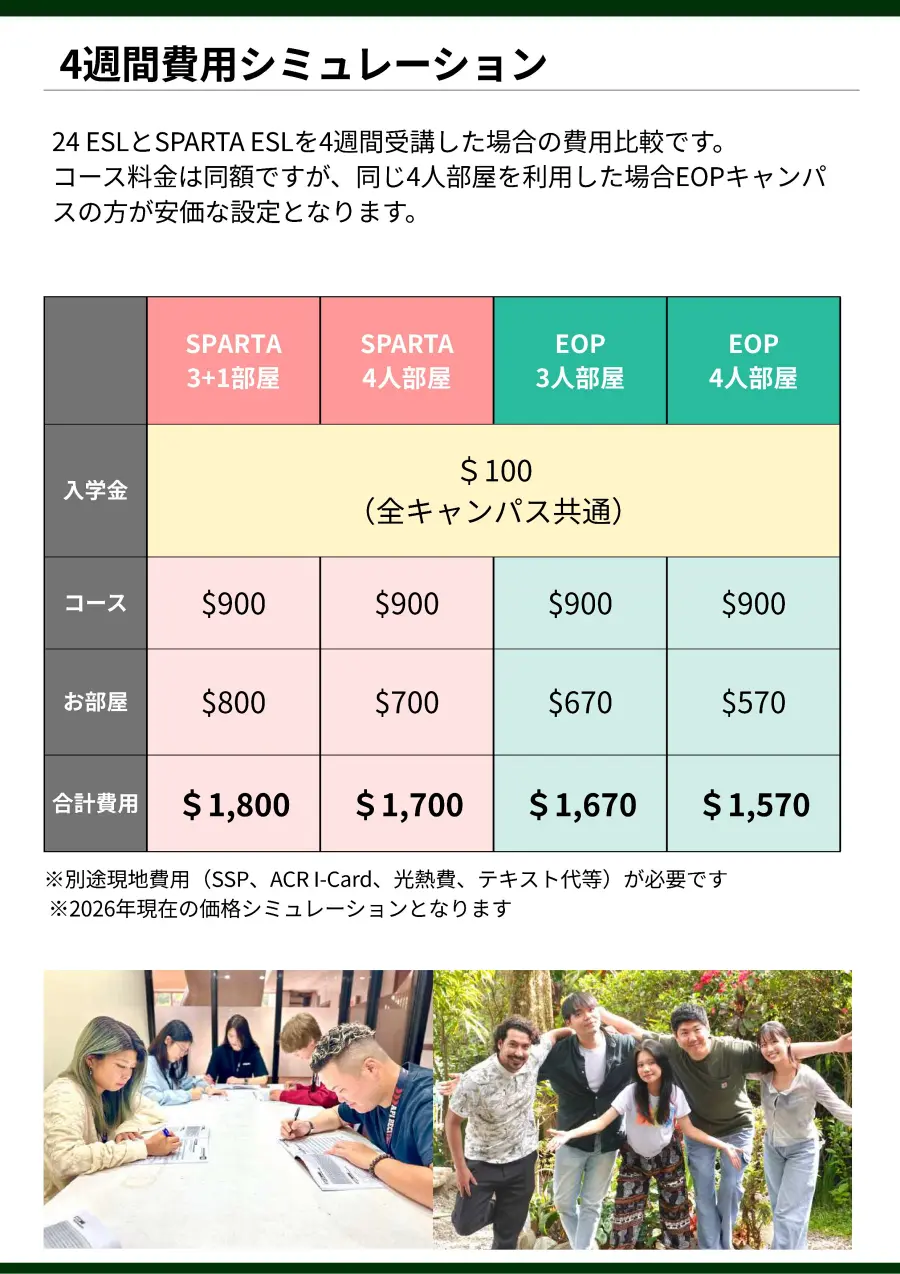 バギオ_BECI_24 ESLとSparta ESLの4週間費用比較_20260513