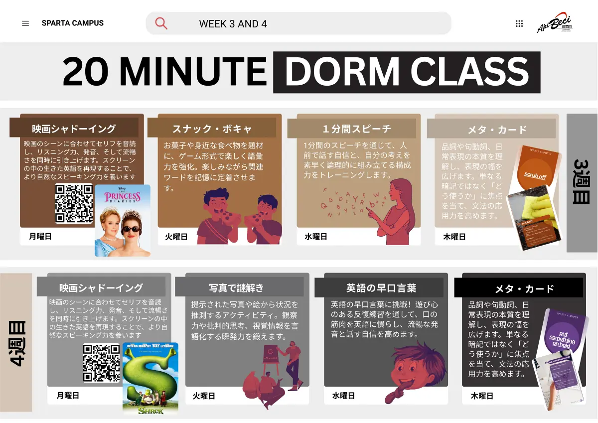 バギオ_BECI_Sparta_20-Minute-Dorm-Class_週3-4アクティビティ内容_20260504