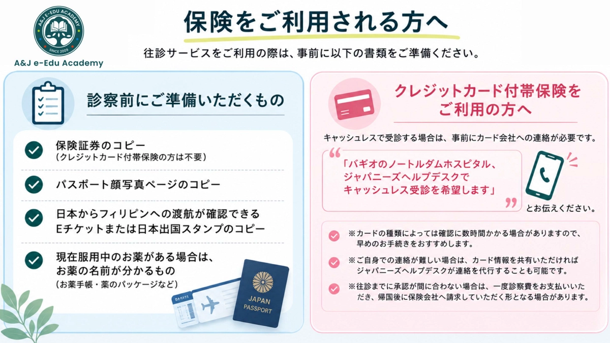 キャッシュレス診療に必要な書類とクレジットカード付帯保険の事前確認