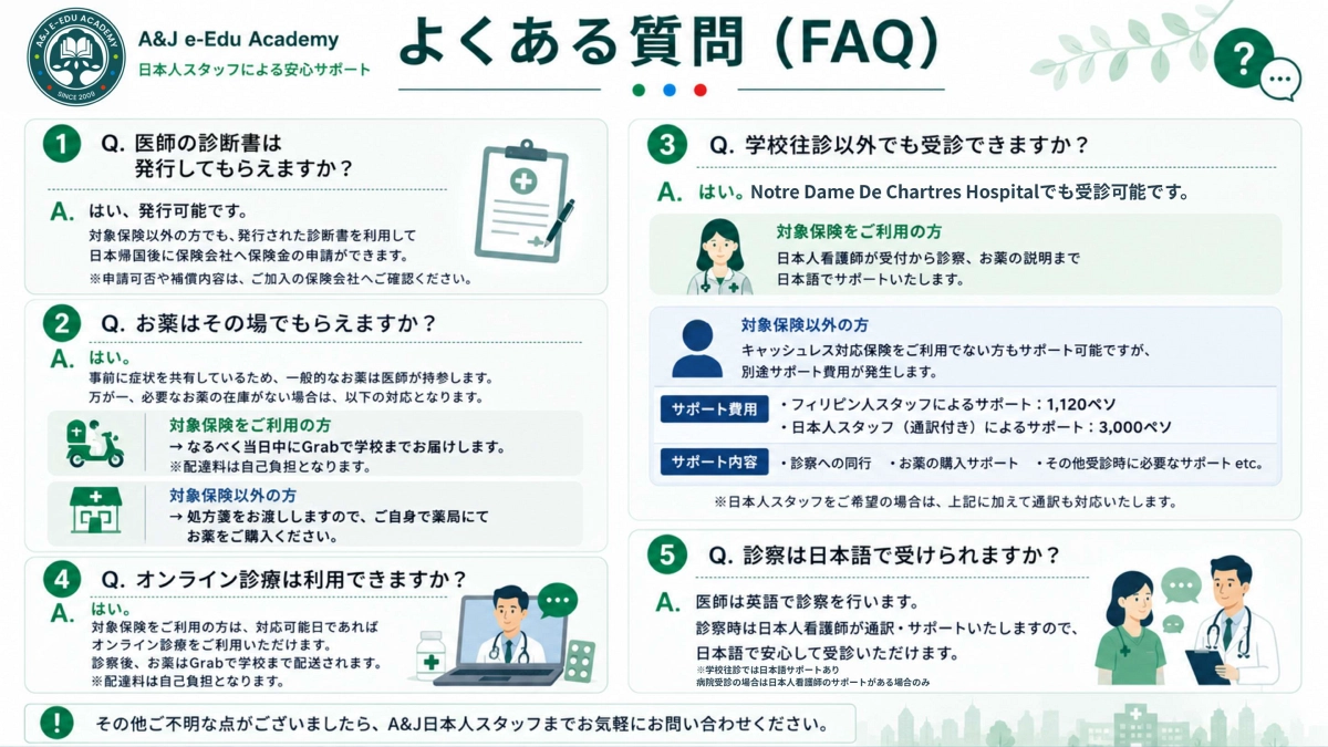 A&J ECO Campusの学校往診サービスに関するよくある質問