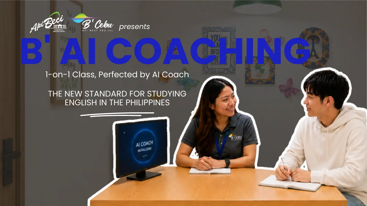バギオのAPI BECIとセブ・マクタン島のB'Cebuが導入するB' AI Coachingを使用してマンツーマン授業を受ける生徒