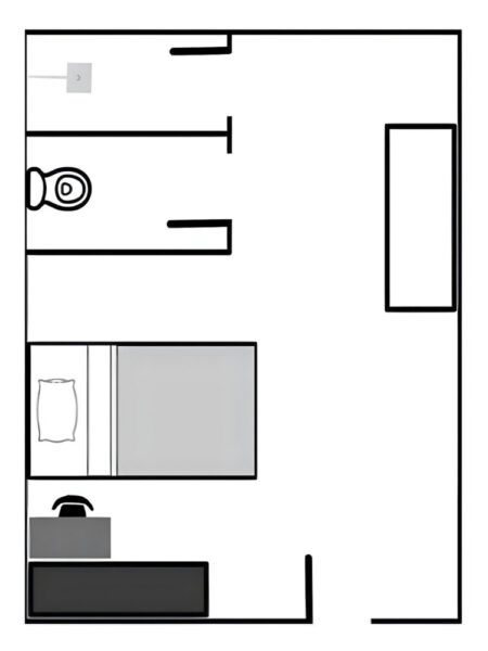 コンドミニアムにある１人部屋Ａの間取り図一例