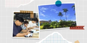 フィリピンのセブ島・リロアンにあるCIJ Academy & Schoolの校舎とヤシの木が並ぶキャンパスの風景、テーブルで書類を確認する学生と家族の写真を掲載した2026年10月第2週のWebzine表紙